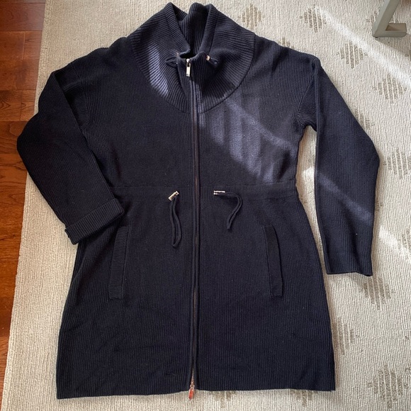Anne Klein drawstring waist, zipper front cardigan - Picture 1 of 3